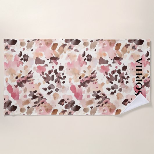 Pink Cream Brown Leopard   Strandlaken (Voorkant)