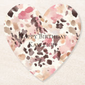Pink Cream Brown Leopard Verjaardag Kartonnen Onderzetters (Voorkant)