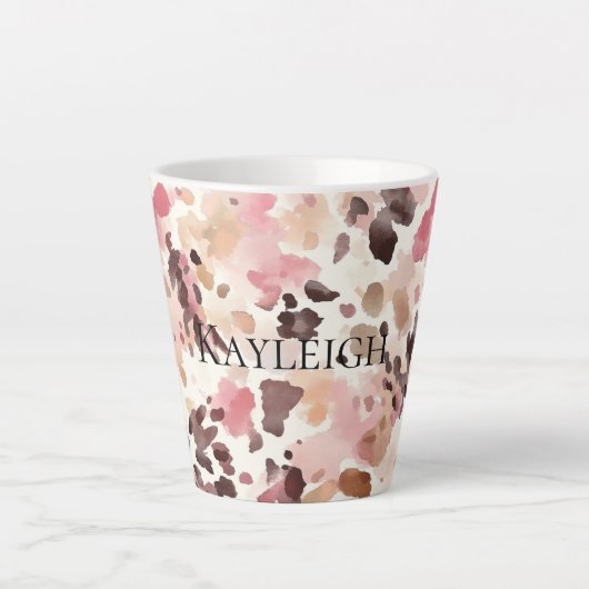 Pink Cream Brown Leopard Verjaardag Latte Mok (Voorkant)