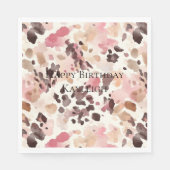 Pink Cream Brown Leopard Verjaardag Servet (Voorkant)