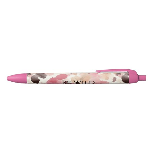 Pink Cream Brown Leopard   Zwarte Inkt Pen (Bovenkant)
