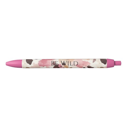 Pink Cream Brown Leopard   Zwarte Inkt Pen (Voorkant)