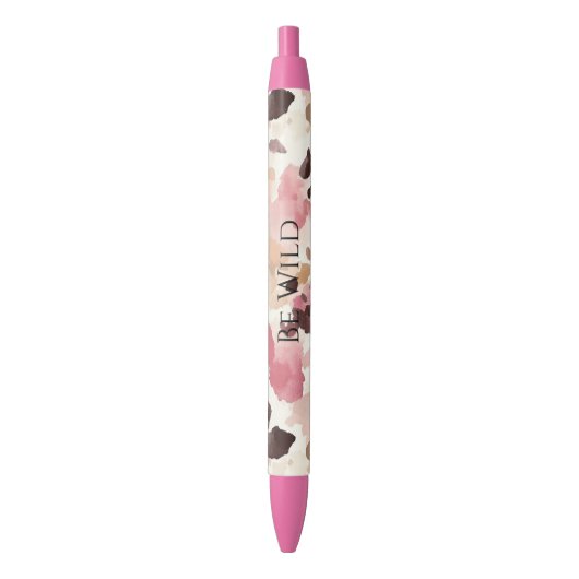 Pink Cream Brown Leopard   Zwarte Inkt Pen (Voorkant Verticaal)