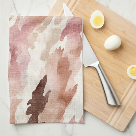 Pink Cream Chocolate Brown Theedoek (Quarter Fold)