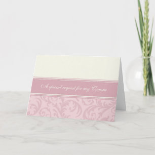 Pink Cream Cousin Bruidsmeisje Uitnodiging Kaart