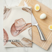 Pink Cream Cowgirl Petten Theedoek (Quarter Fold)