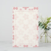 Pink Cream Daisy Flowers Retro Patroon Briefpapier (Staand voorkant)