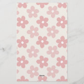Pink Cream Daisy Flowers Retro Patroon Briefpapier (Achterkant)