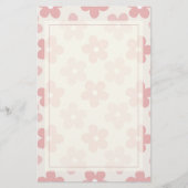 Pink Cream Daisy Flowers Retro Patroon Briefpapier (Voorkant)