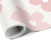 Pink Cream Daisy Flowers Retro Patroon Cadeaupapier (Rol Hoek)