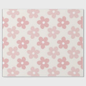 Pink Cream Daisy Flowers Retro Patroon Cadeaupapier (Vlak)