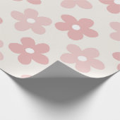 Pink Cream Daisy Flowers Retro Patroon Cadeaupapier (Hoek)