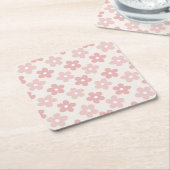 Pink Cream Daisy Flowers Retro Patroon Kartonnen Onderzetters (Schuin)