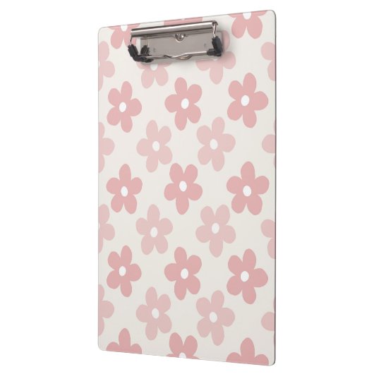 Pink Cream Daisy Flowers Retro Patroon Klembord (Links)
