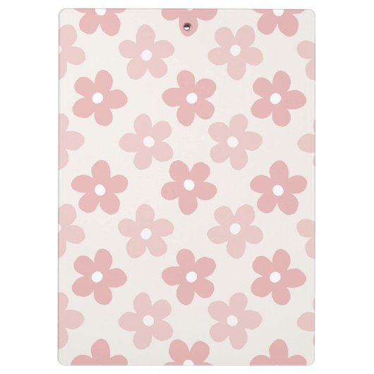 Pink Cream Daisy Flowers Retro Patroon Klembord (Achterkant)