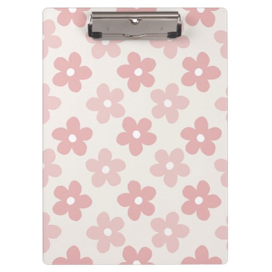 Pink Cream Daisy Flowers Retro Patroon Klembord (Voorkant)