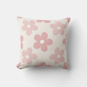 Pink Cream Daisy Flowers Retro Patroon Kussen