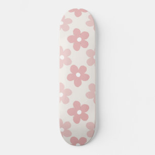 Pink Cream Daisy Flowers Retro Patroon Persoonlijk Skateboard