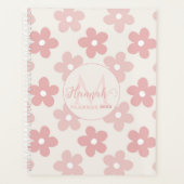 Pink Cream Daisy Flowers Retro Patroon Planner (Voorkant)