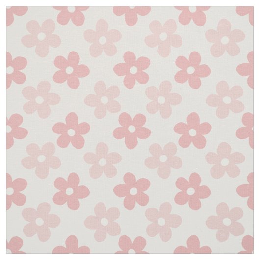 Pink Cream Daisy Flowers Retro Patroon Stof (Swatch)