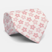 Pink Cream Daisy Flowers Retro Patroon Stropdas (Opgerold)