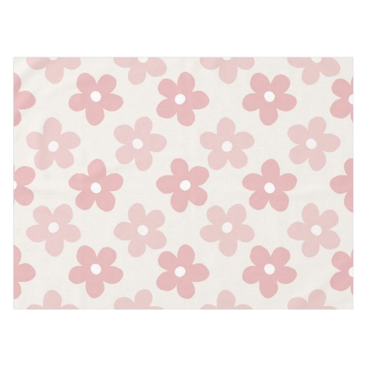 Pink Cream Daisy Flowers Retro Patroon Tafelkleed (Voorkant (Horizontaal))