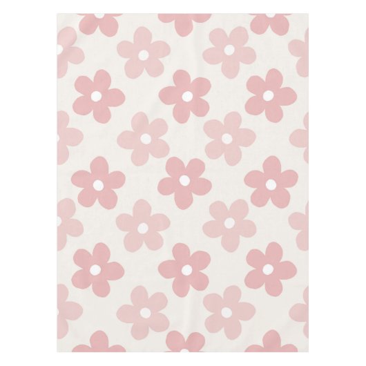 Pink Cream Daisy Flowers Retro Patroon Tafelkleed (Voorkant)