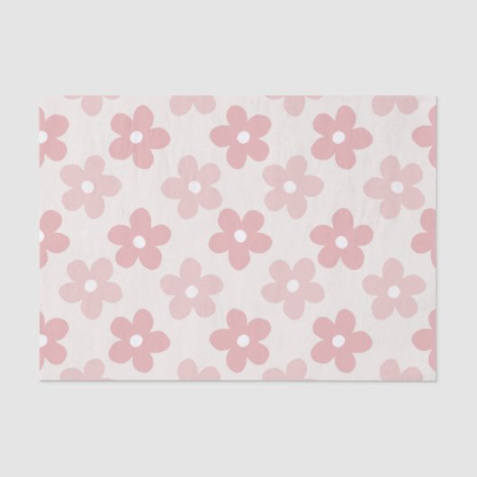 Pink Cream Daisy Flowers Retro Patroon Tissuepapier (Voorkant)