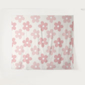 Pink Cream Daisy Flowers Retro Patroon Wandkleed (Voorkant (horizontaal))