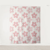Pink Cream Daisy Flowers Retro Patroon Wandkleed (Voorkant)