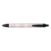 Pink Cream Daisy Flowers Retro Patroon Zwarte Inkt Pen (Achterkant)