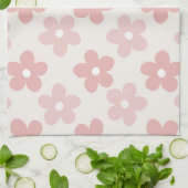 Pink Cream Daisy Flowers Retro Pattern Theedoek (Gevouwen)