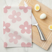 Pink Cream Daisy Flowers Retro Pattern Theedoek (Quarter Fold)