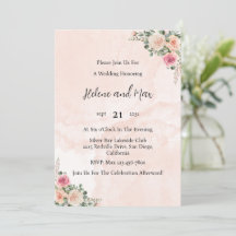 Pink Cream Floral Elegant Wedding Invitation
