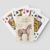 Pink Cream Floral Horse Pokerkaarten (Achterkant)