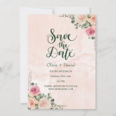 Pink Cream Floral Wedding Save the Date Kaarten (Voorkant)