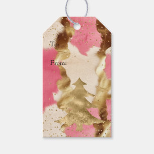 Pink Cream Gold Koeienhuid Tree Cadeaulabel