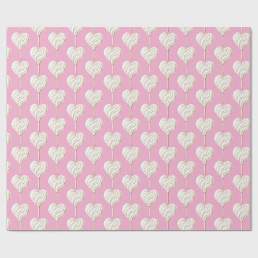 Pink Cream Heart on Stick Birthday Cadeaupapier (Vlak)
