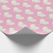 Pink Cream Heart on Stick Birthday Cadeaupapier (Hoek)