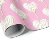 Pink Cream Heart on Stick Birthday Cadeaupapier (Rol Hoek)
