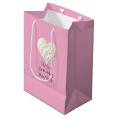 Pink Cream Heart on Stick Birthday Medium Cadeauzakje (Voorkant Gekanteld)