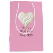 Pink Cream Heart on Stick Birthday Medium Cadeauzakje (Voorkant)