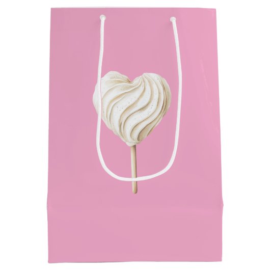 Pink Cream Heart on Stick Birthday Medium Cadeauzakje (Achterkant)