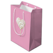 Pink Cream Heart on Stick Birthday Medium Cadeauzakje (Achterkant Gekanteld)