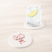 Pink Cream Heart Ribbon Zandsteen Onderzetter (Zijkant)