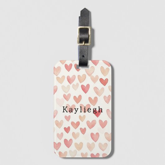 Pink Cream Hearts Bagagelabel (Voorkant (verticaal))