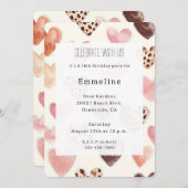 Pink Cream Hearts Leopard Verjaardag Kaart (Voorkant / Achterkant)