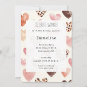 Pink Cream Hearts Leopard Verjaardag Kaart (Voorkant)