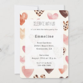 Pink Cream Hearts Leopard Verjaardag Kaart