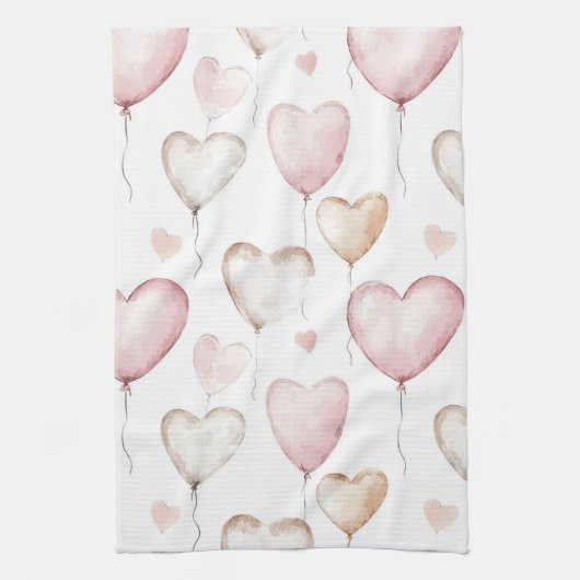 Pink Cream Hearts Theedoek (Verticaal)